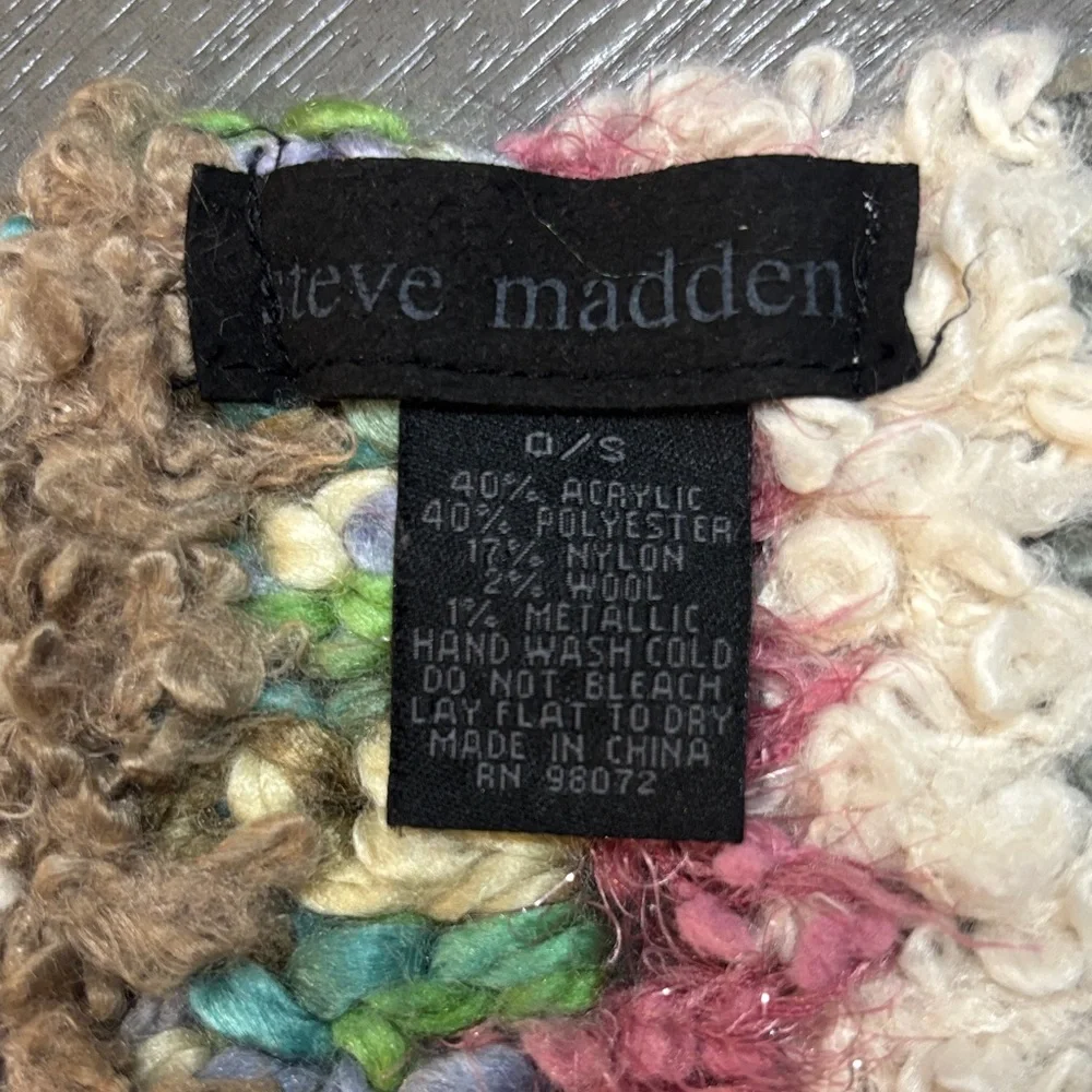 Scandi Girl Colorful Yarn Fringe Cozy Knit Winter Scarf Steve Madden One Size